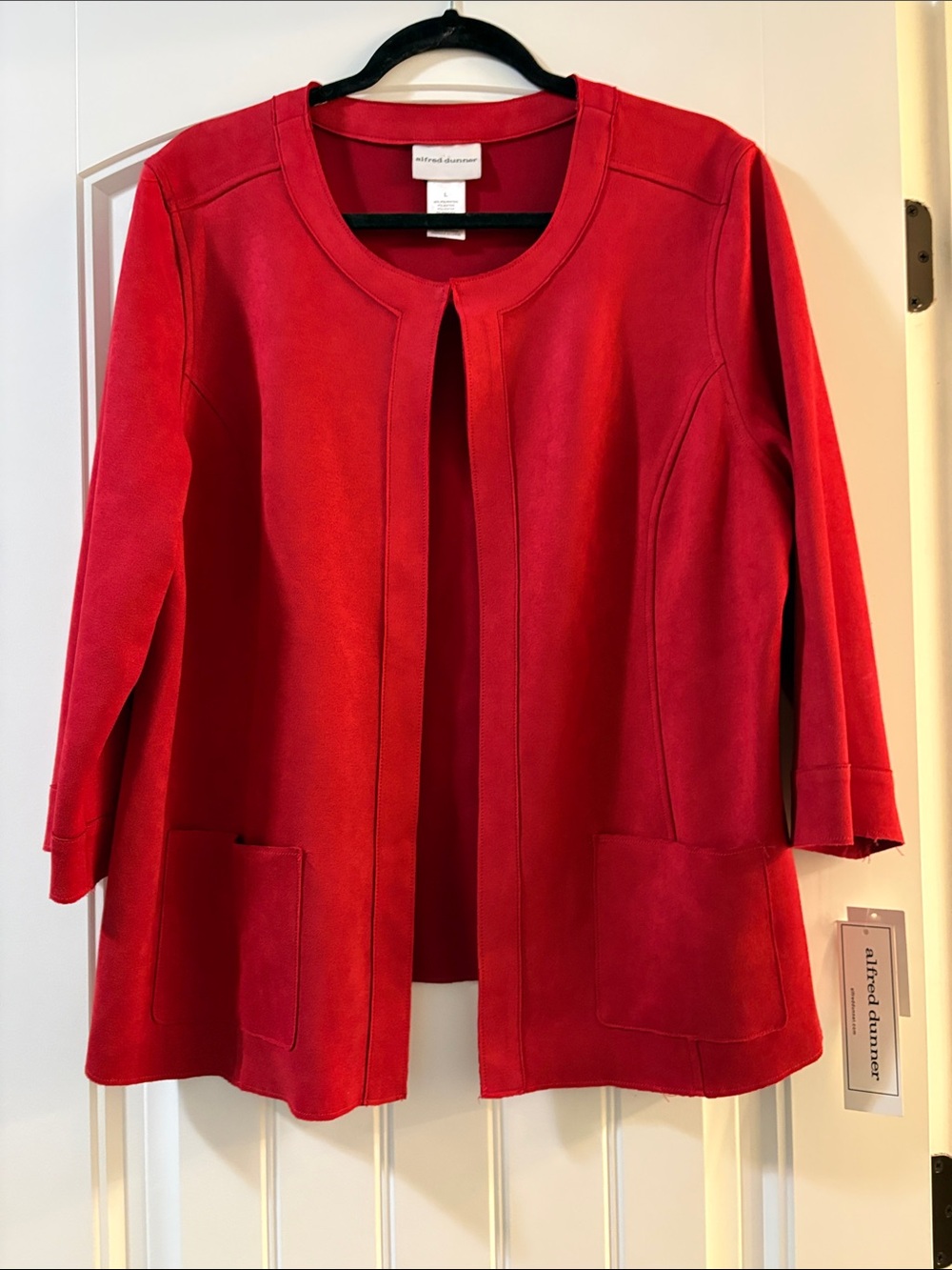 Alfred Dunner Bright Red Open-Front Blazer Jacket
